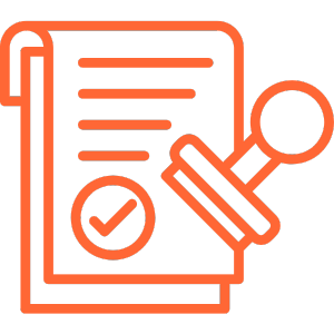 Icon of a clipboard with an approved stamp