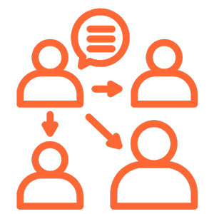 Icon of four people talking or having a conversation